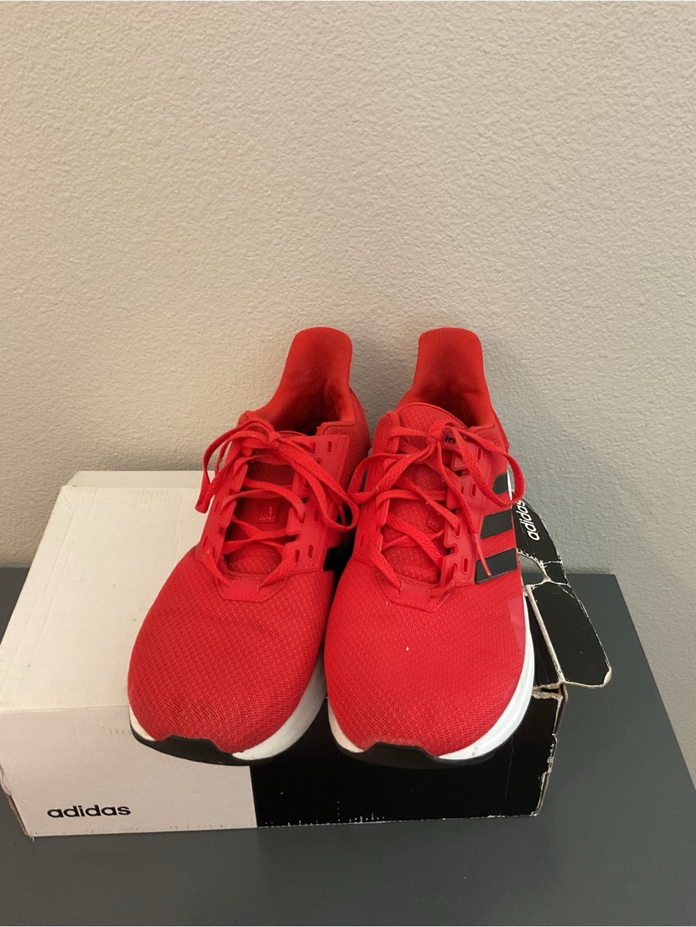 adidas Red Athletic Lace-Up Running Shoes